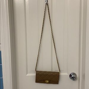 Brown quilted wallet purse